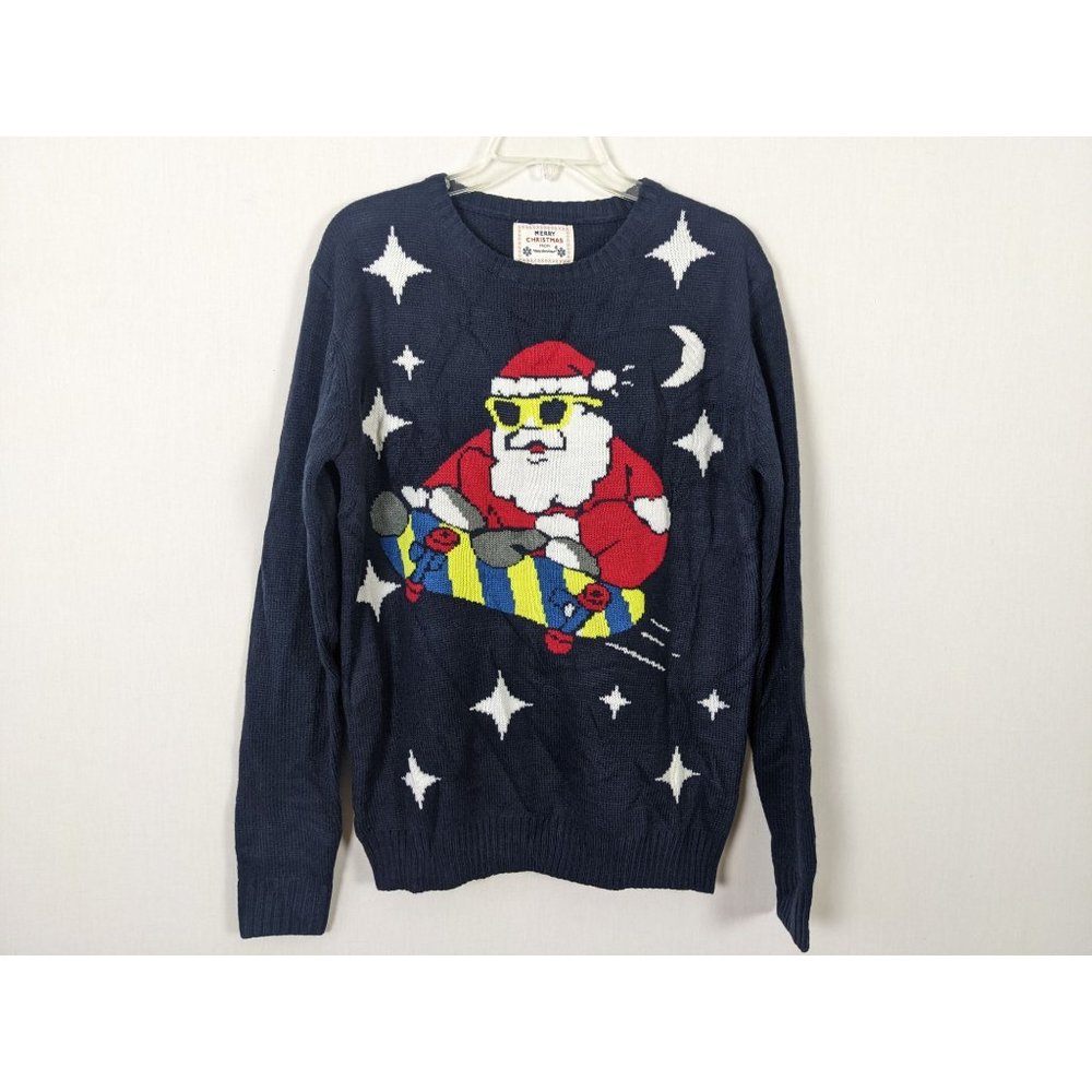 Merry Christmas from Daisysboutique Santa Claus Skateboard Christmas Sweater S‎